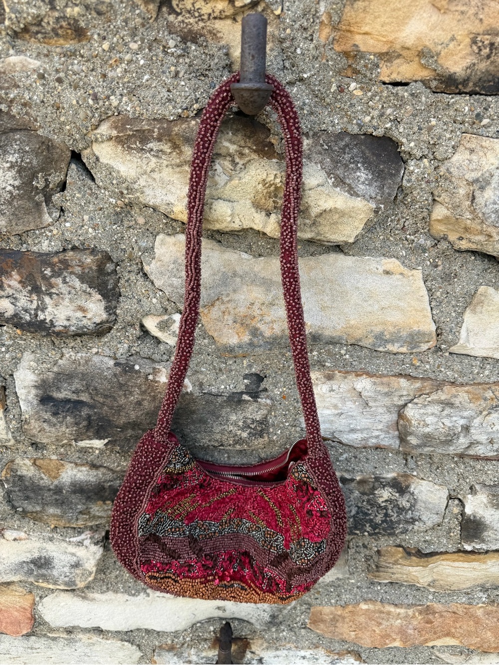 Handcrafted Red Beaded Shoulder Bag Purse Viral